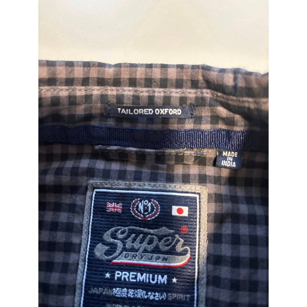 Men's SZ Med Superdry JPN Premium Button Down THICK Shirt. Grey, Black, Blue - Picture 9 of 12